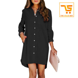 Long-Sleeve Button-Down Dress
