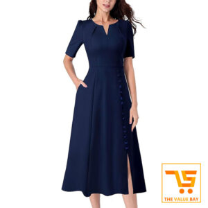 Women's Sleeveless Button-Down Business Formal Dress